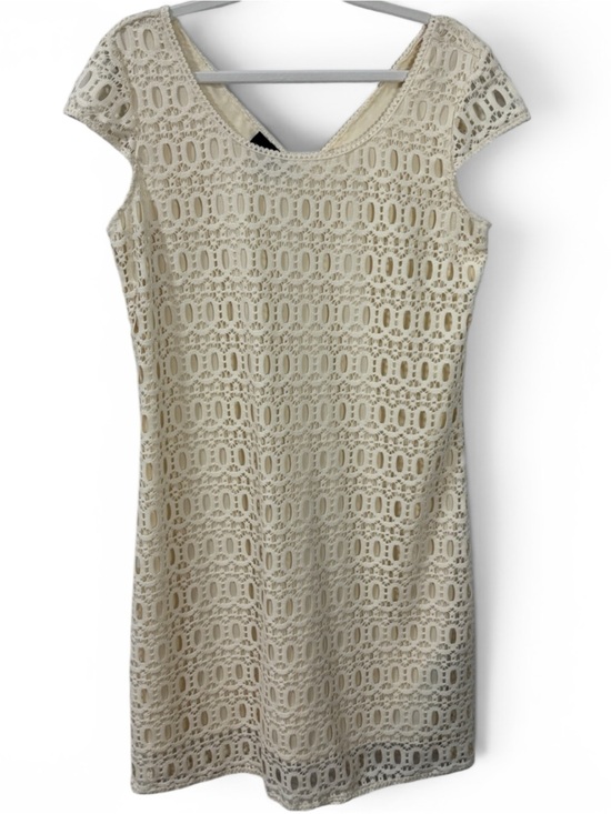 AGB Dresses & Skirts - AGB Ladies Cream Crochet Lace Cap Sleeve Dress - Size 14
